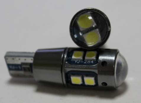 Лампа габаритная Y016 T10-3030-10SMD-2.5W с линзой 12V nonpolar (алюминиевый корпус)