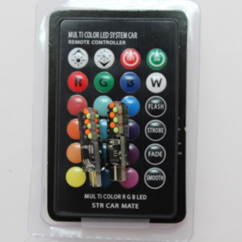 Лампы габаритные T10-12SMD-RGB 12V  (к-т 2 лампы+пульт)