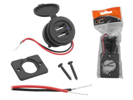 Зарядка автомобильная универсальная для монтажа 2xUSB 3,0 12/24V 5V/3,1A