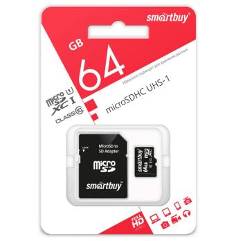 micro SDXC карта памяти Smartbuy 64GB Class 10 UHS-1 (без адаптера)